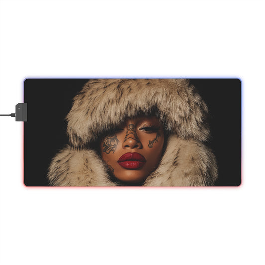 ICE QUEEN | COLD FACE. HOT BLOOD, Home Decor, Stylish Wall ArtLED Gaming Mouse Pad with Stylish Glow, Perfect for Gamers, Gaming Setup, Office Decor